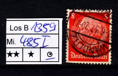 Los B1359: Deutsches Reich Mi. 485 I, gest.
