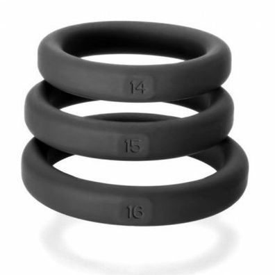 Perfect Fit Brand Xact-Fit 3-Ring-Kit S-M Penisring-Set Silikon schwarz