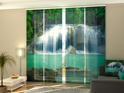 Foto-Schiebegardine weißer Wasserfall, Flächenvorhang mit Motiv, auf Maß