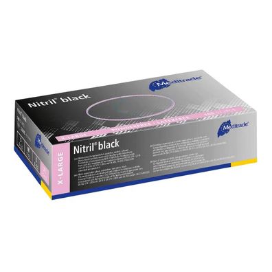 Meditrade Nitril Handschuhe black, puderfrei, schwarz, 100 Stk. - XL / Schwarz | Pack