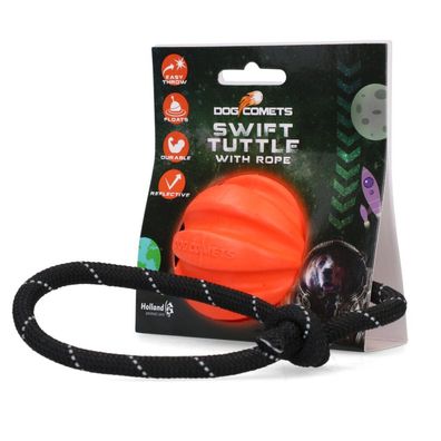 Dog Comets Ball Swift Tuttle Orange with rope