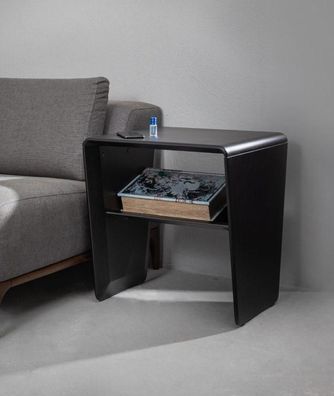 Schwarzer Stilvoller Nachttisch Schlafzimmer Holz Nachtkonsole Möbel