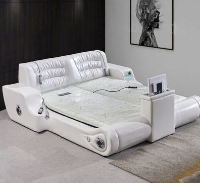 Doppel Luxus Design Weiß Bett Polster Betten Moderne Hotel Multifunktion
