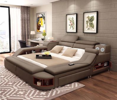 Luxus Bett 180x200 Multifunktion Schlafzimmer Liege Regale Neu