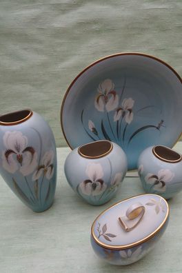 Alka Kunst Rebe Iris WK HM handgemalt Vasen Teller Schalen Orchidee