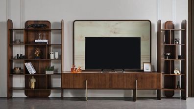 Wohnzimmer Set Luxuriös 2x Bücherschränke und TV Lowboard TV Rahmen 4tlg