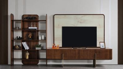Wohnzimmer Set Besteht aus Bücherschrank TV Lowboard und TV Rahmen 3tlg