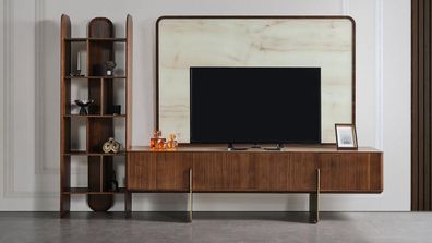 3tlg. Wohnzimmer Set Modern Bücherschrank TV Lowboard und TV Rahmen neu