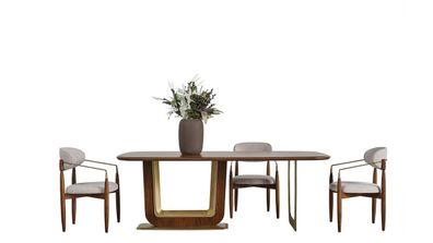 Modern Esszimmer Set Perfekte Esstisch und 4x Stühle Braun Farbe 5tlg.