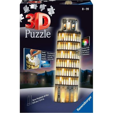Ravensburger Light-up 3D-Puzzle Night Edition Schiefer Turm von Pisa 216 Teile