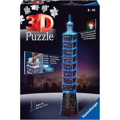 Ravensburger Beleuchtetes 3D-Puzzle Night Edition Taipei 101, Taiwan 216 Teile
