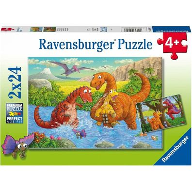 Kinderpuzzle Spielende Dinos (2x 24 Teile)