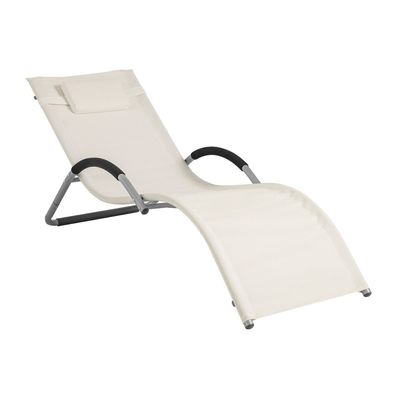 SoBuy OGS38-W Sonnenliege Gartenliege Relaxstuhl Liegestuhl mit Kopfkissen Weiß