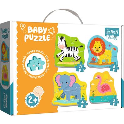 TREFL Baby-Puzzle Tiere auf Safari 4in1 (3,4,5,6 Teile)