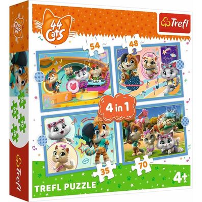 TREFL Puzzle 44 Katzen: Katzenteam 4in1 (35,48,54,70 Teile)
