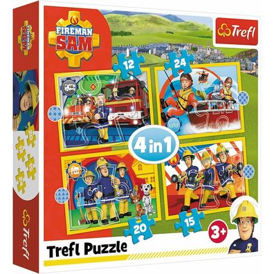 TREFL Puzzle Feuerwehrmann Sam: Wir helfen gerne 4in1 (12,15,20,24 Teile)