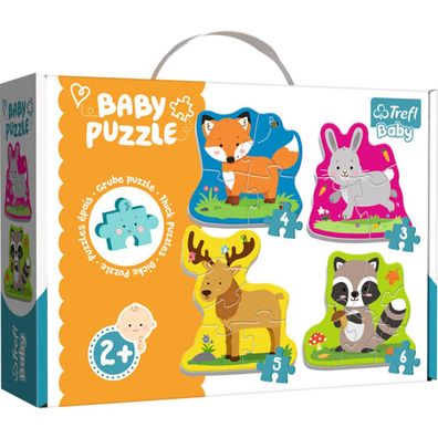 TREFL Baby-Puzzle Tiere im Wald 4in1 (3,4,5,6 Teile)