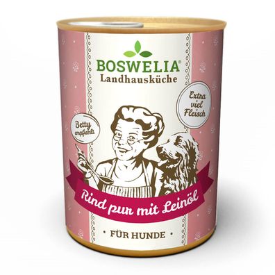 Landhausküche Hunde Rind pur mit Leinöl 400g - 6 Stück