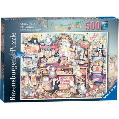 Ravensburger Puzzle Crazy Cats: Mr. Catkin's Candy Shop 500 Teile