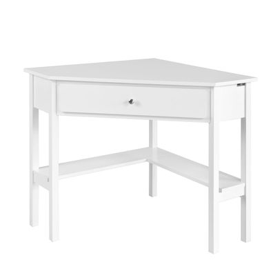 SoBuy FWT31-W Ecktisch weiß Schreibtisch Computertisch Arbeitstisch Tisch mit Ablage
