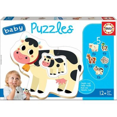 Educa 17574, Bauernhof, Baby Puzzleset mit 5 Puzzles für Kinder ab 12 Monaten