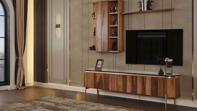 Perfekte Wohnzimmer Set Besteht aus Braun TV-Lowboard und Wandschrank