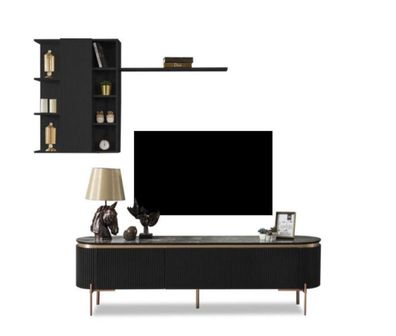 Luxuriös 2tlg. Wohnzimmer Set TV Lowboard und Wandschrank mit Regal