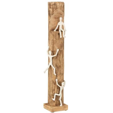 Figuren 3 Climbers Holz/ Aluminium Natur/ Silber, H 73 cm, J-Line
