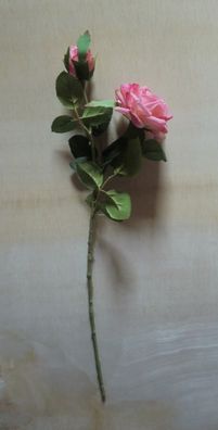 Rose-Zweig 46 cm, künstlich, Farbe Pink, Dekoblumen