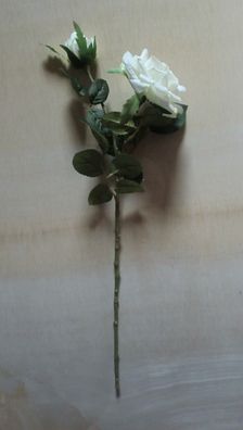 Rose-Zweig 46 cm, künstlich, Farbe Creme, künstliche Blumen