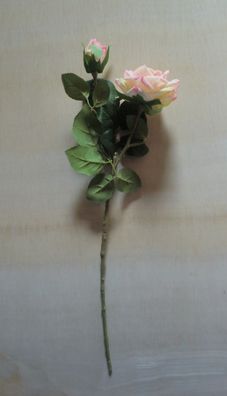 Rose-Zweig 46 cm, künstlich, Farbe Rosé, künstliche Blumen