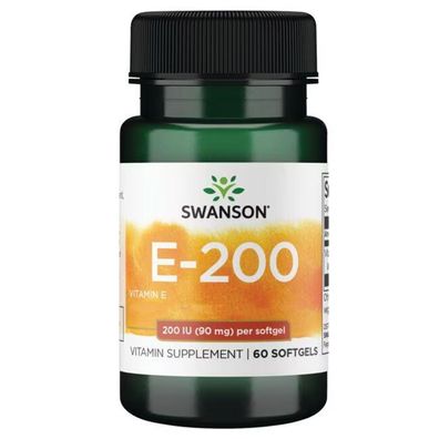 Swanson, Vitamin E, 200IU (90mg), 60 Weichkapseln