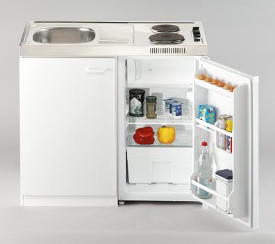 Respekta Pantry 100SV Miniküche mit Kühlschrank, 100 cm breit, Edelstahlko...