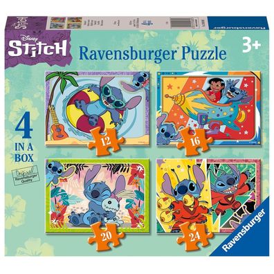4 in 1 Kinder Puzzle Box | Ravensburger | Disney Stitch | 12, 16, 20, 24 Teile