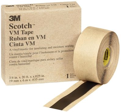 3M Scotch VM196 Selbstverschweißendes Buthyl-Kautschuk-Band, schwarz, 19 mm...