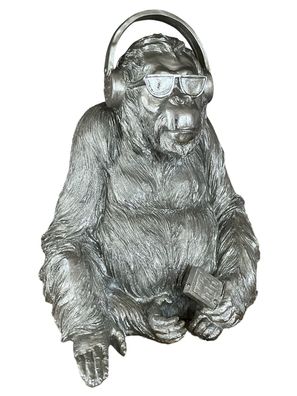 Affe mit Kopfhörer Silber