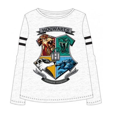 Harry Potter Langarm-Shirt, grau- Hogwarts Wappen farbig
