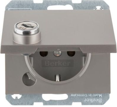 Berker 41637004 SCHUKO Steckdose mit Schraub-Liftklemmen, Klappdeckel, Schlo...