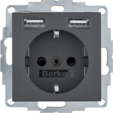 Berker 48031606 Steckdose SCHUKO/ USB, B.3/ B.7, anthrazit matt