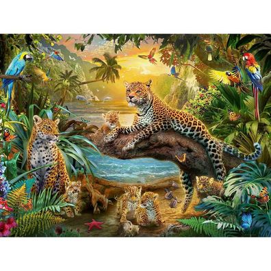 Puzzle Leopardenfamilie im Dschungel (1500 Teile)