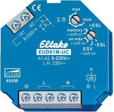 Eltako EUD61M-UC Multifunktions-Universal-Dimmschalter Power MOSFET bis 400W...