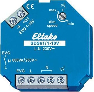Eltako SDS61/1-10V Steuer-Dimmschalter für EVG, 1 Schließer 600VA (61100800)