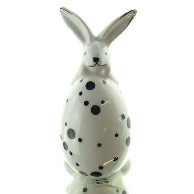 Scheulen Oster-Hase Weiß mit Riesen-Dalmatinerei vor dem Bauch 9,5 cm - Keramik