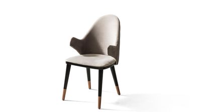 Exklusive Beige Stuhl mit Holz Schwarz Füße Design Esszimmer Neuheit