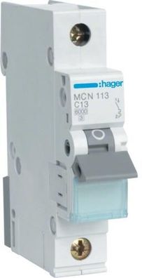 Hager MCN113 Leitungsschutzschalter, 1-Polig, 6kA C-Charakteristik, 13A, 1 M...