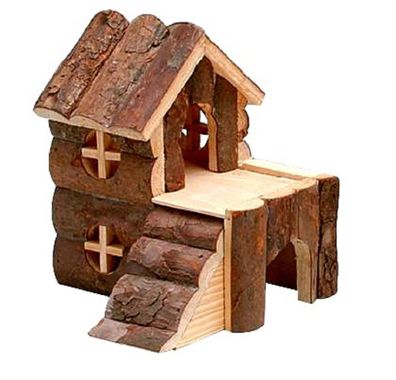Nager Rinden-Holzhaus 2-stöckig für Hamster und Mäuse