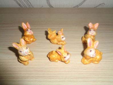 Osterschmuck,6kleine Hasen aus Keramik