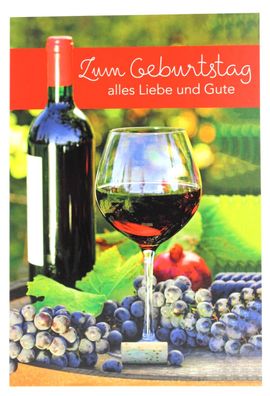 Geburtstagskarte Wein Rotwein Motiv Karte Geburtstag Glückwunschkarte Grußkarte