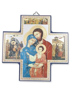Ikone Heilige Familie auf Holzplatte 15x15cm 04/50