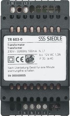 Siedle TR603-0 Transformator, schwarz (200035160-00)